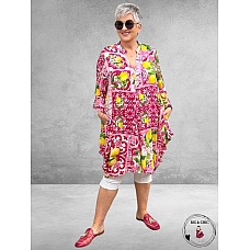 Vincenzo Allocca Tuniek-Jurk Ballon Fuchsia-Citroenen